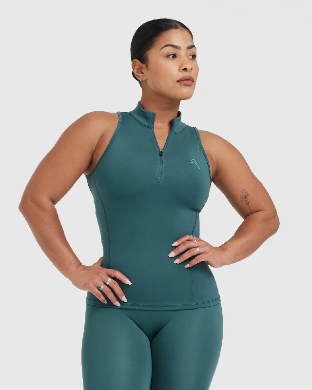 Timeless Half Zip Tank | Marine Teal