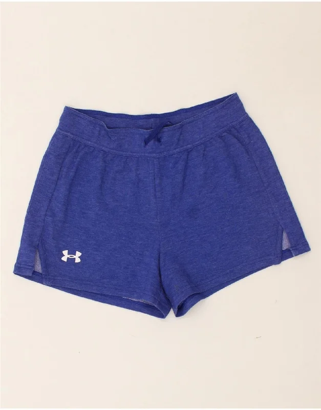 UNDER ARMOUR Womens Graphic Sport Shorts UK 6 XS Blue Rayon