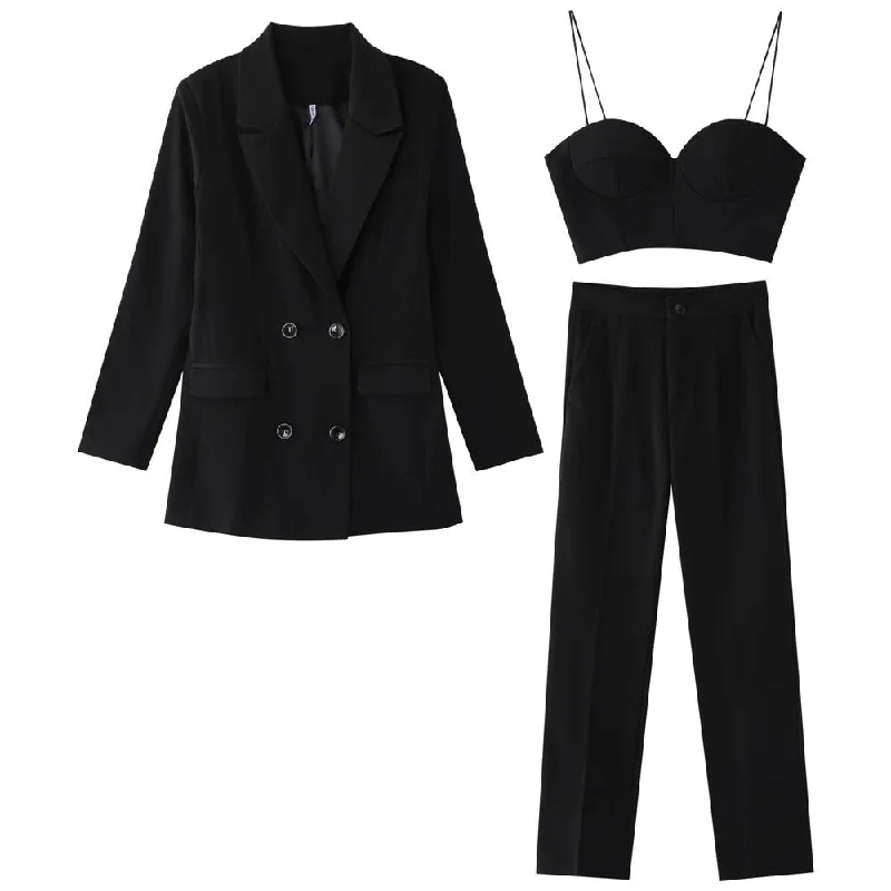 Suits Female Pant Suits Office Lady Formal Business Set Uniform Work Wear Blazers Camis Tops