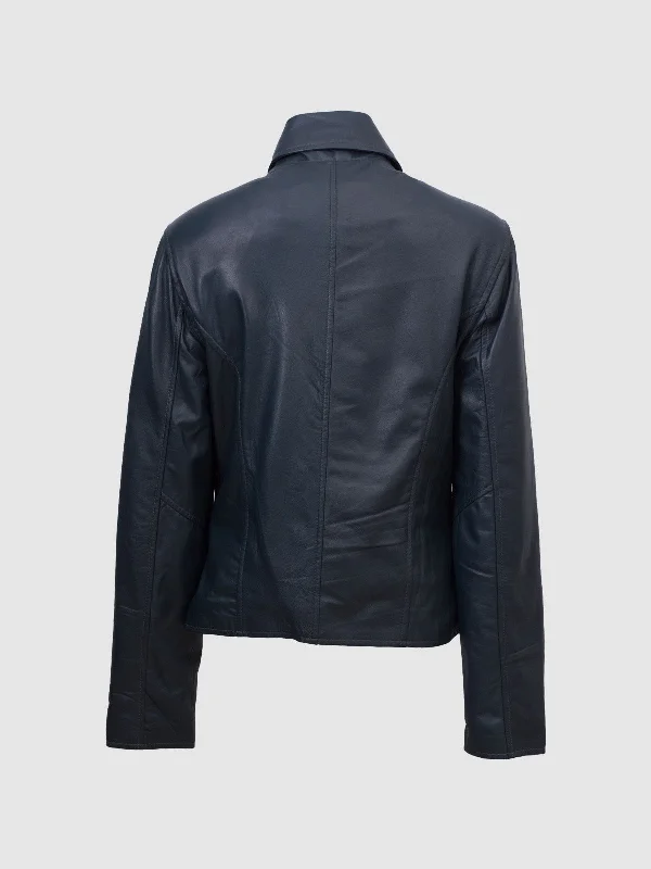 Dark Blue Leather Jacket