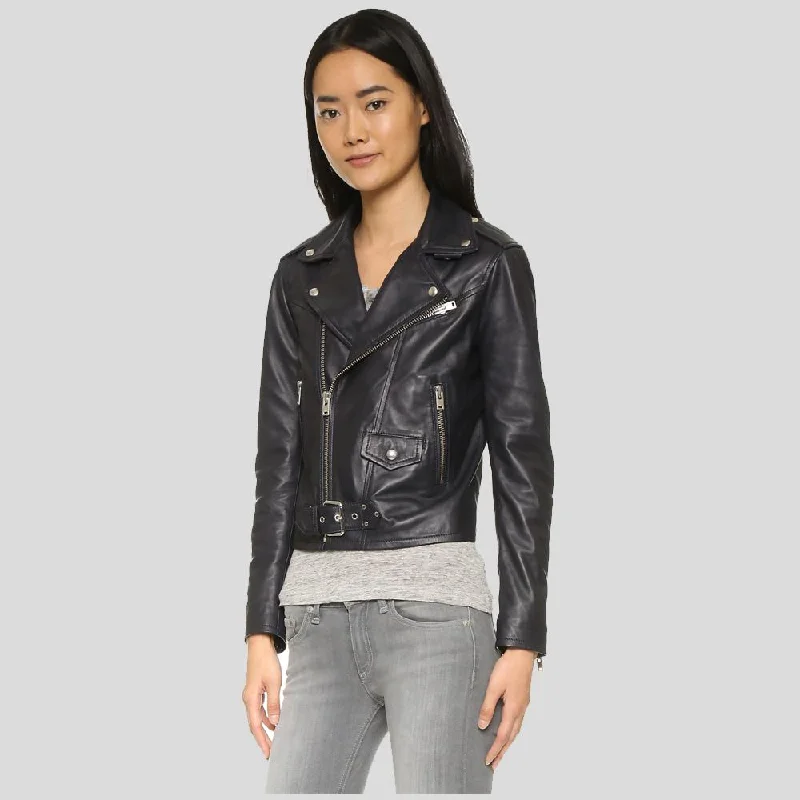 Zora Black Biker Leather Jacket