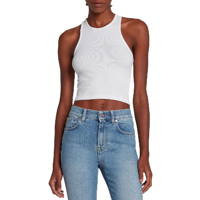 7 For All Mankind Womens Crop Ribbed Knit Tank Top