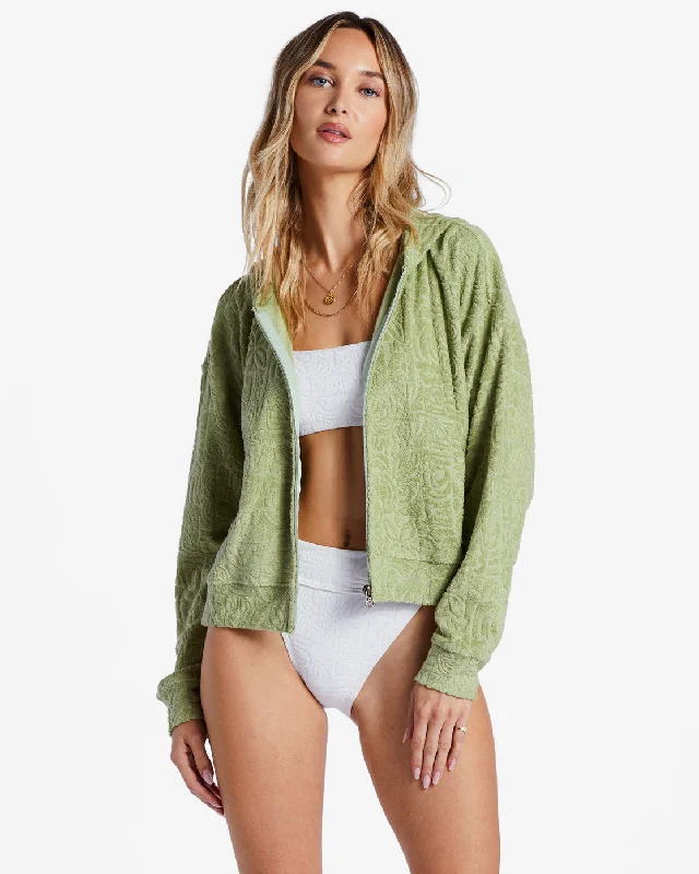 Beach Breeze Zip-Up Hoodie - Avocado