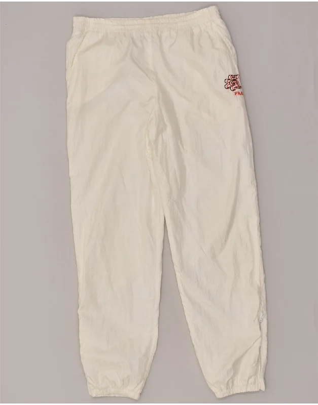 FILA Womens Tracksuit Trousers Joggers IT 46 Large Off White Nylon