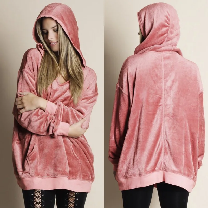 Fleece velvet long sleeve coat sweater hoodie