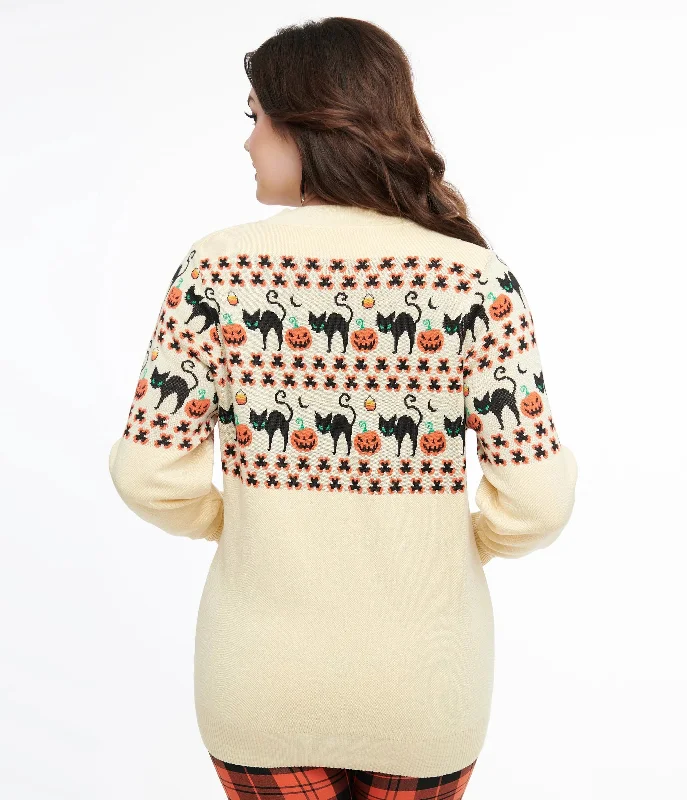 Ivory Halloween Print Cardigan