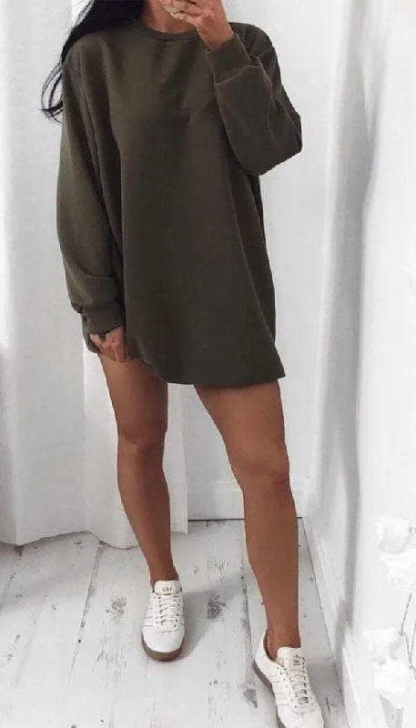 Oversized Sweater Dress In Khaki