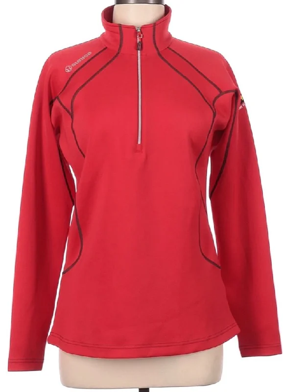 Sunice Women's Red Maddy Lightweight Stretch Thermal Pullover w/ Sleeve Logo Size M. MSP$100