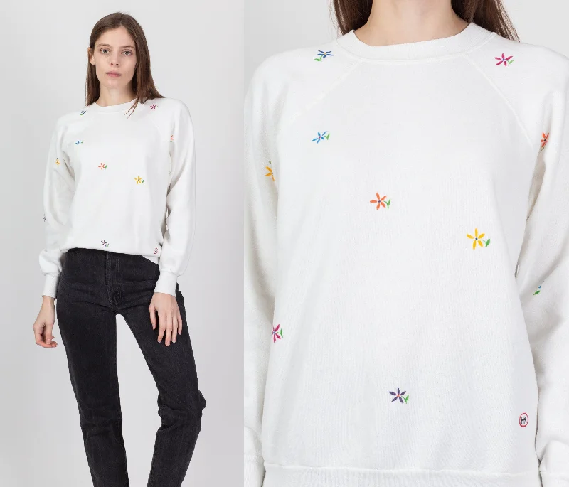 80s Painted Flower Sweatshirt - Large