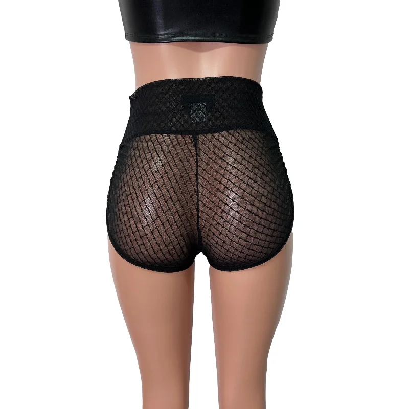 Black Vixen Mesh Sheer Ruched Booty Shorts