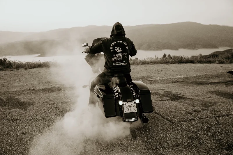 ""BORN TO RIDE"" Zip Up Hoodie in DIRT