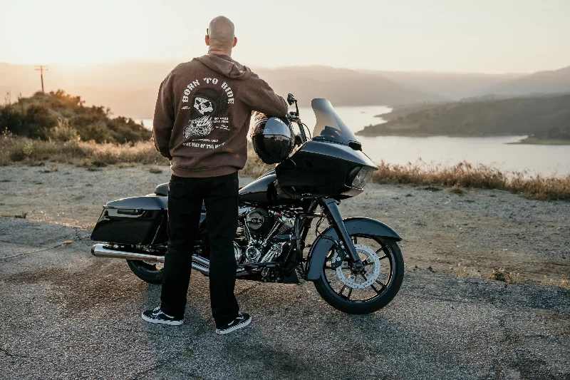 ""BORN TO RIDE"" Zip Up Hoodie in DIRT