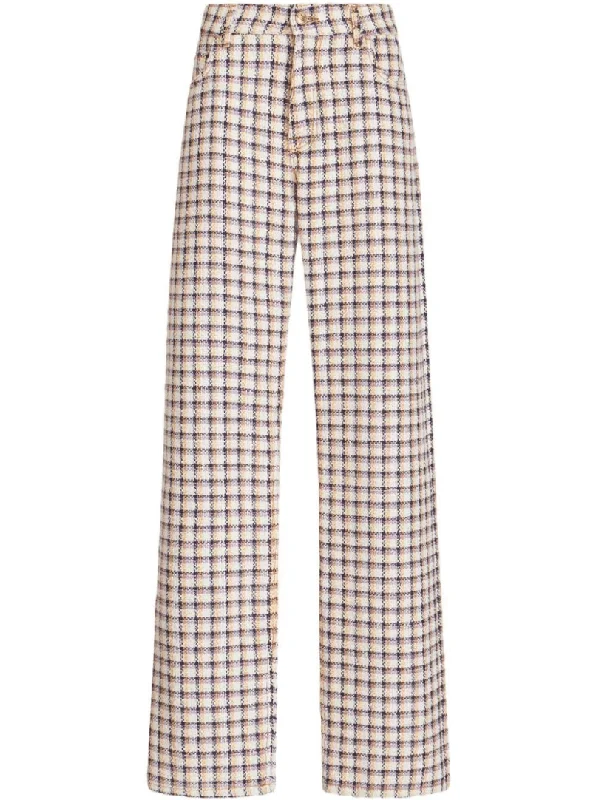 check-jacquard wide-leg trousers