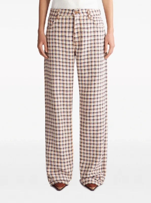 check-jacquard wide-leg trousers