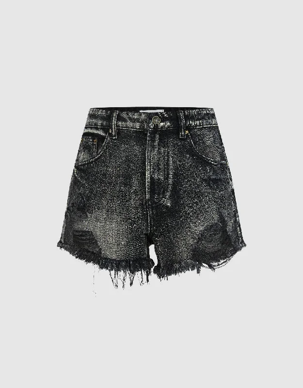 Raw Hem Denim Shorts