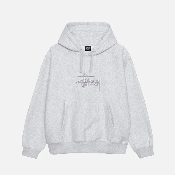 Stussy Graffiti EMB OS Hood - Ash Heather