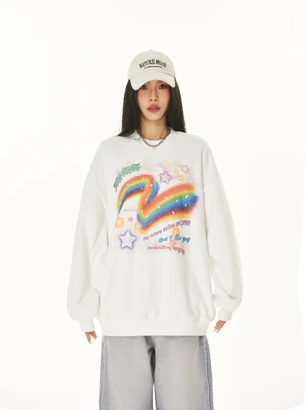 ZEROCIRCLE Rainbow Graphic Image Print Long Sleeve Sweatshirt