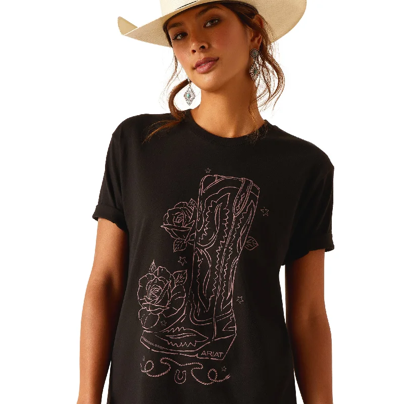 10051437 Ariat Women's Tall Boot Sketch Tee Black