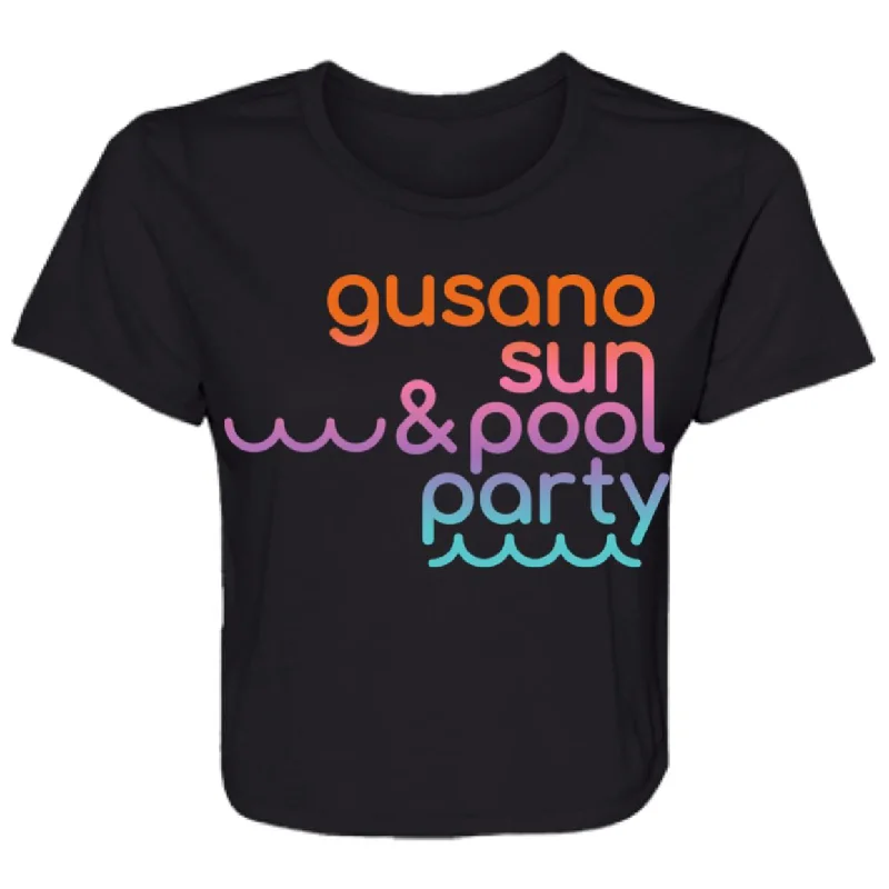 Ladies T-shirt Flowy Cropped, Pool Party