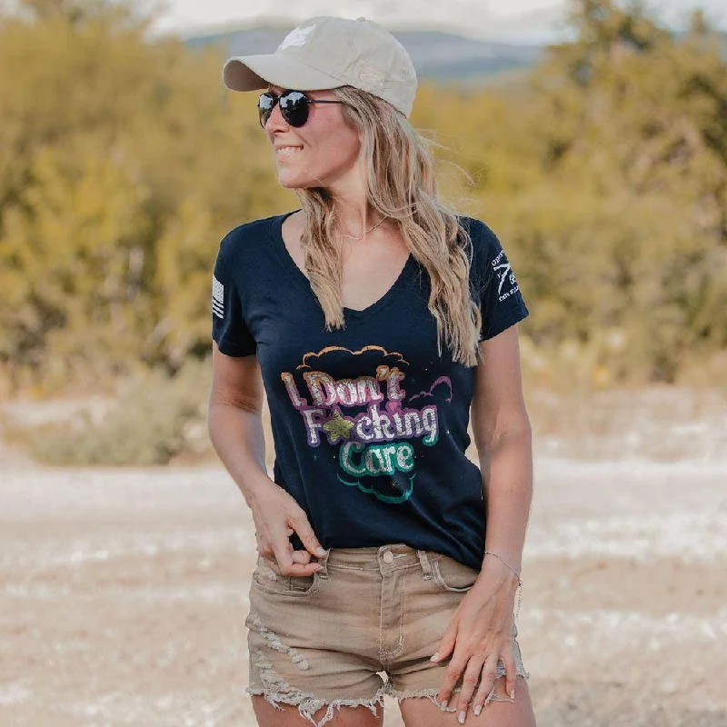 Women's I Don't F*cking Care V-Neck - Midnight Navy