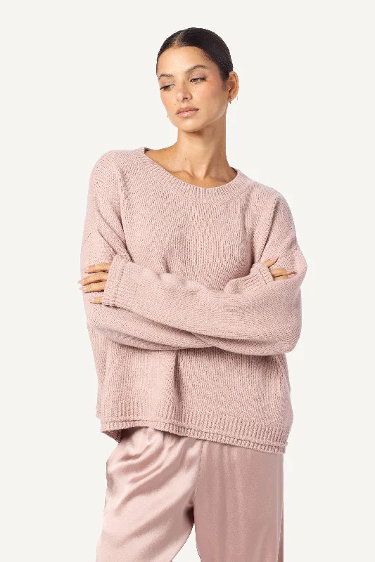 ALSTON CASHMERE BOYFRIEND CREWNECK | ADOBE ROSE