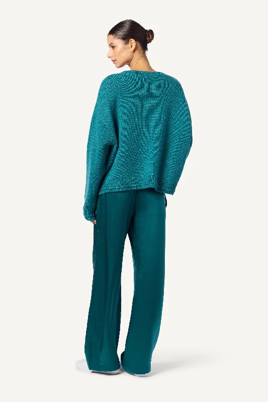 ALSTON CASHMERE BOYFRIEND CREWNECK | MARINE TEAL