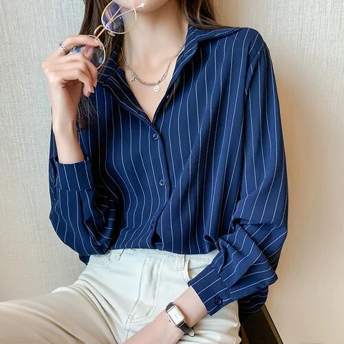 Chiffon Long Sleeve Shirt Tops