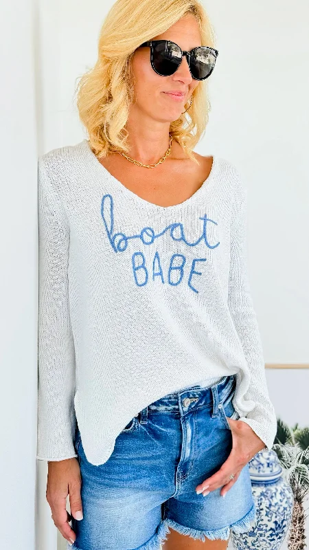 'Boat Ready' Cursive Print Sweater