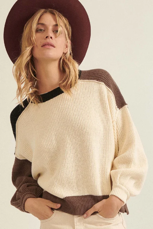 Good Earth Colorblock Exposed-Seam Sweater