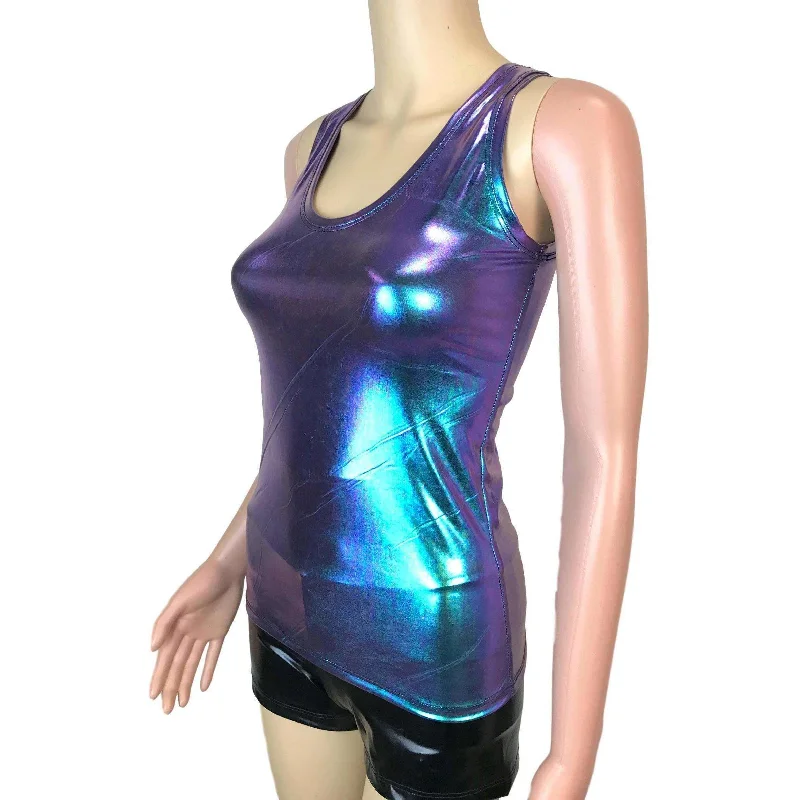 Full Length Tank Top - Oil Slick Holographic