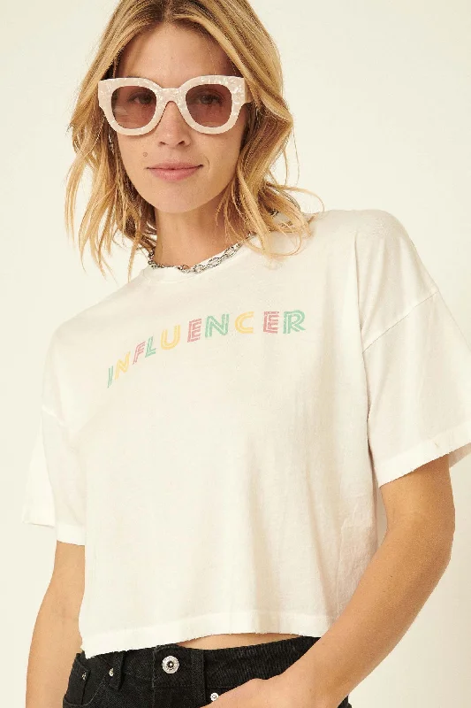 Influencer Vintage-Print Cropped Graphic Tee