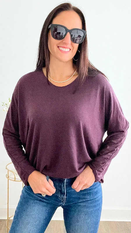 Italian Knit Pullover - Plum