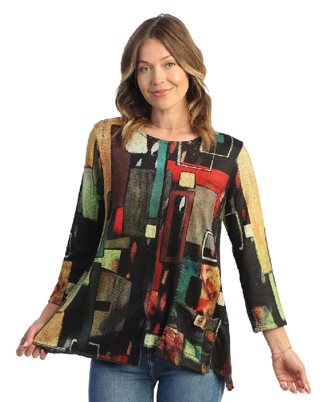 Jess & Jane FB2-1522  Women's Multi-colored Abstract Tunic