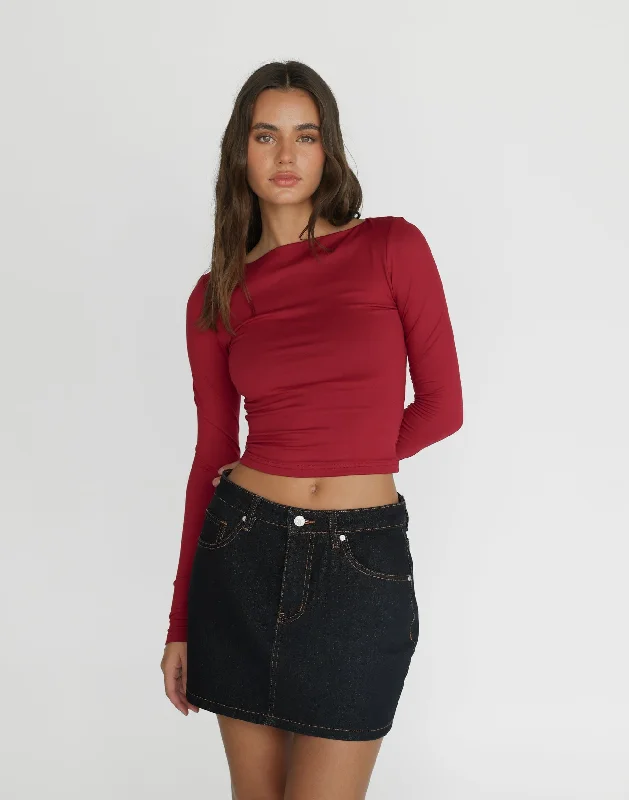 Lucian Long Sleeve Top (Cherry)