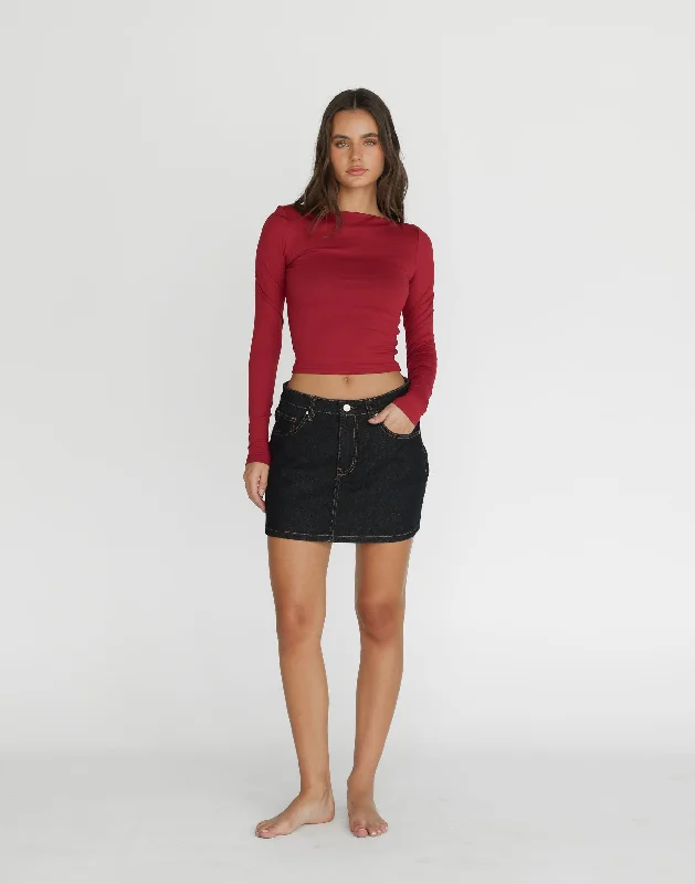 Lucian Long Sleeve Top (Cherry)