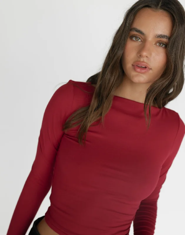 Lucian Long Sleeve Top (Cherry)