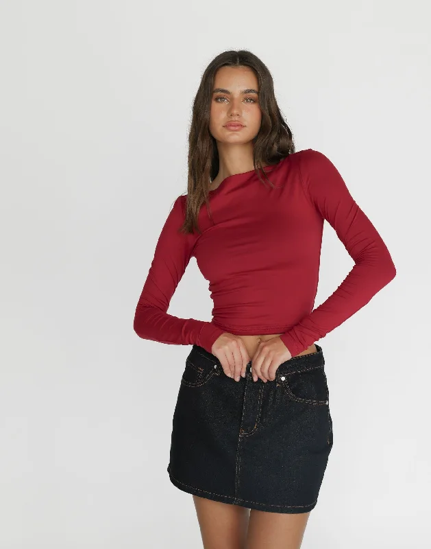 Lucian Long Sleeve Top (Cherry)