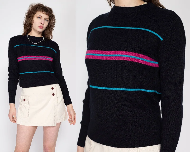 Medium 80s White Stag Black Striped Ski Sweater