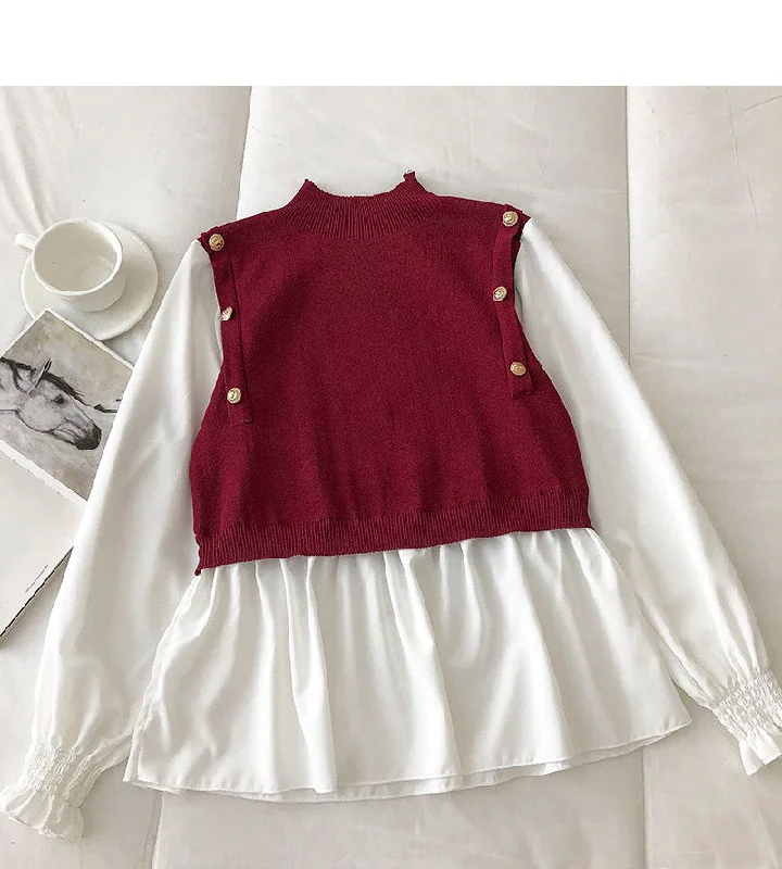 New Korean round neck retro thin wool sweater for women  6471