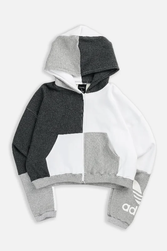 Rework Adidas Crop Zip Hoodie - L