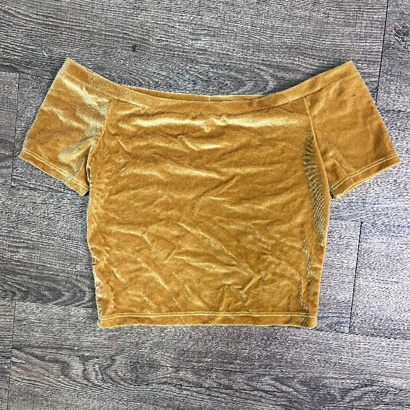 SALE - XS - Cold Shoulder Top - Gold Velvet