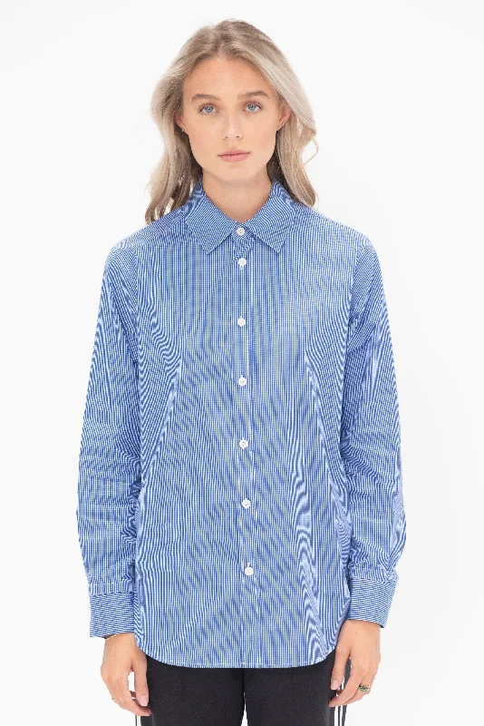 Mini Check Shirting Detached Slim Shirt, Blue Multi