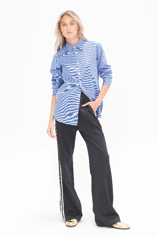 Mini Check Shirting Detached Slim Shirt, Blue Multi