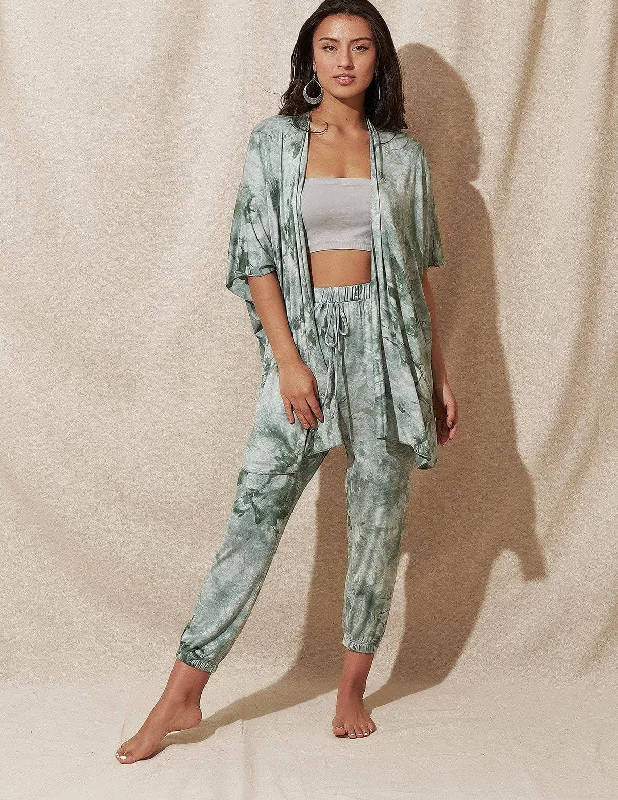 Tie-Dye Kimono Wrap - Sage