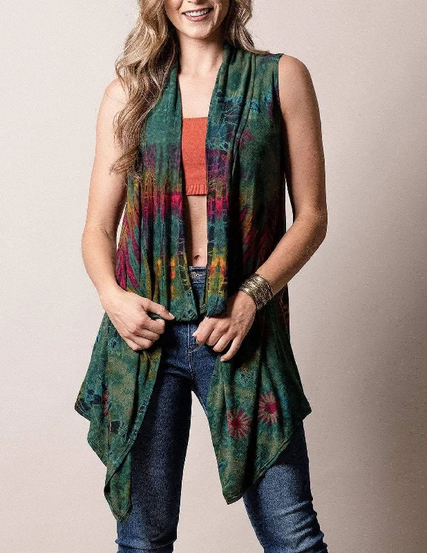 Tie-Dye Sleeveless Wrap - Forest