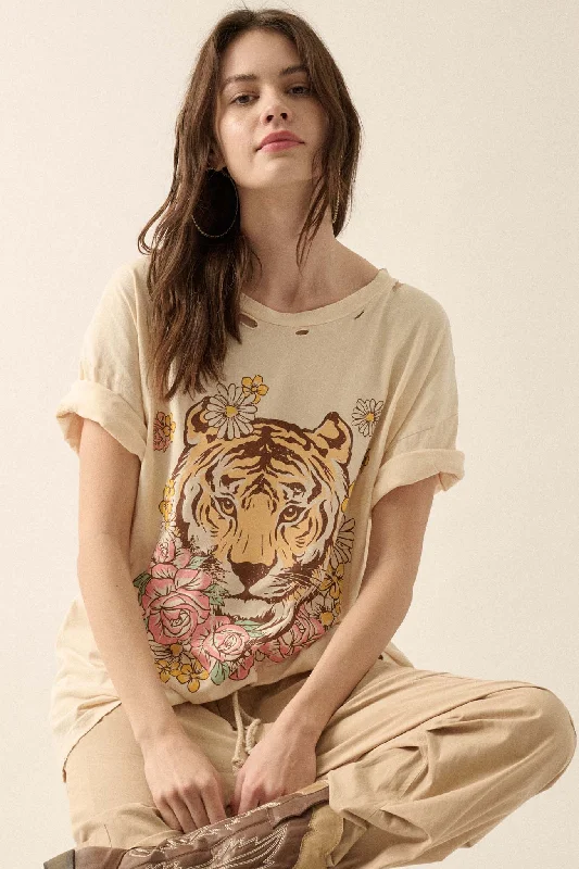 Tiger Lily Distressed Oversized Graphic Tee