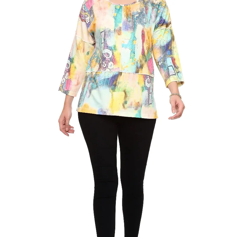 Top - Colby 3/4 Sleeve Multi Colored - 24T45C35