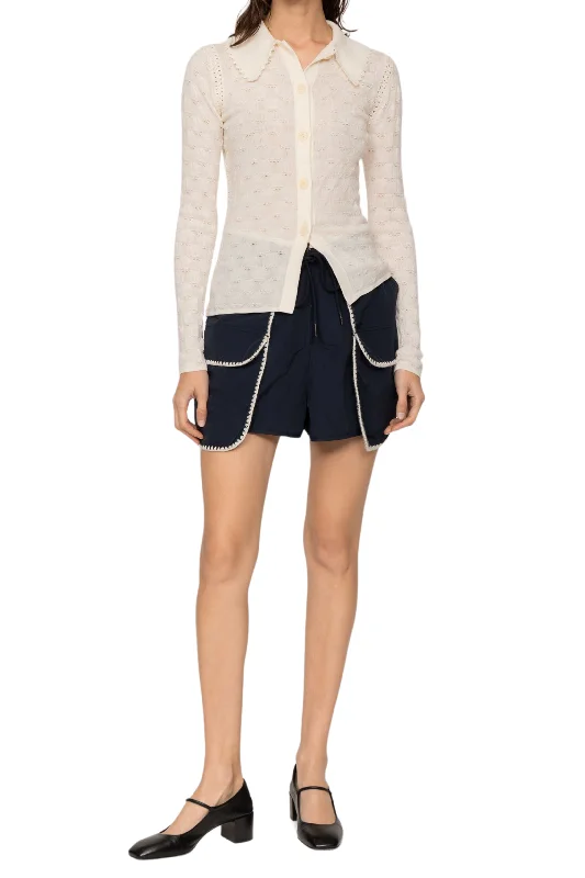 White Mila Pointelle Cardigan