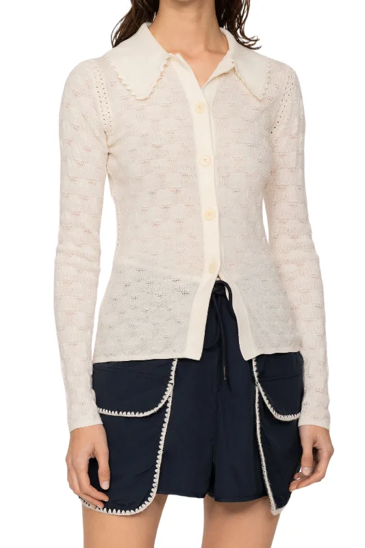 White Mila Pointelle Cardigan