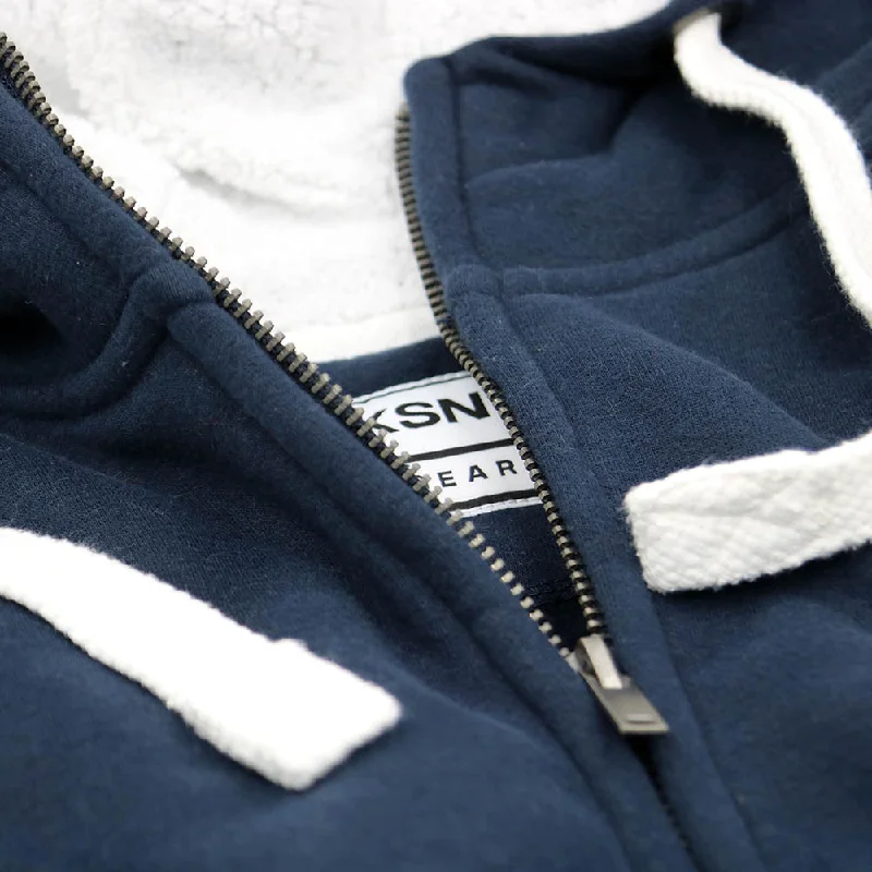 Navy 'Sherpa' Fleece Hoodie